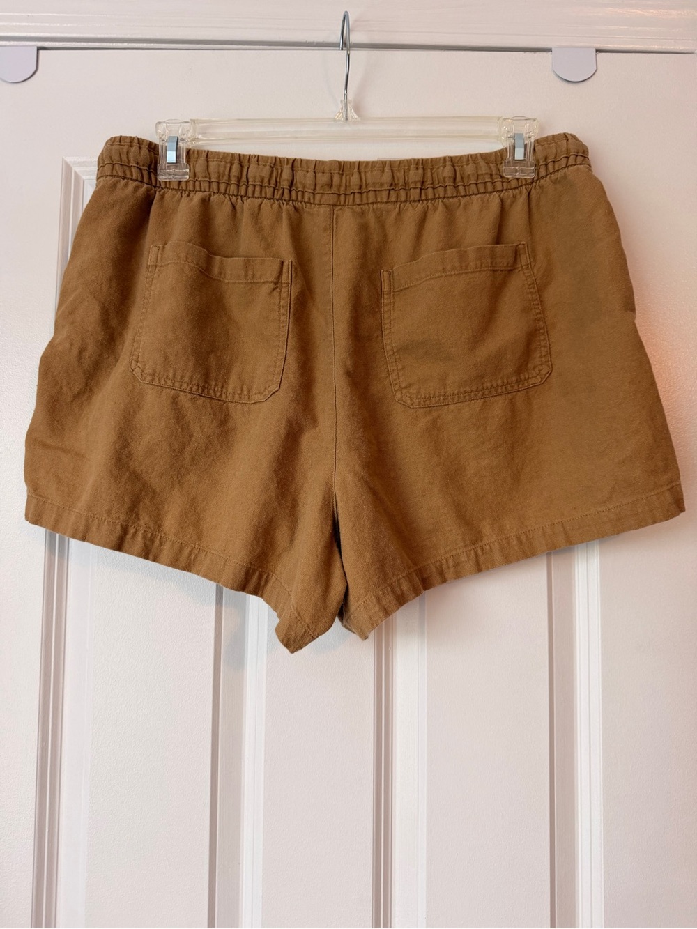 Old Navy 1X Plus Linen Blend Drawstring Shorts Tan Brown Elastic Waist